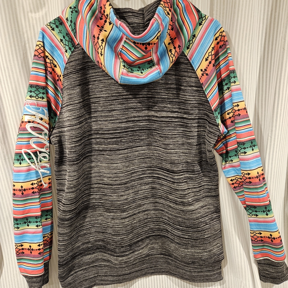 Hooey Gray and Tribal Multicolor Patterned Hoodie Salado - Picture 6 of 9